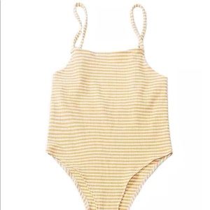 Yellow Thin Striped Bodysuit NWOT NEVER WORN